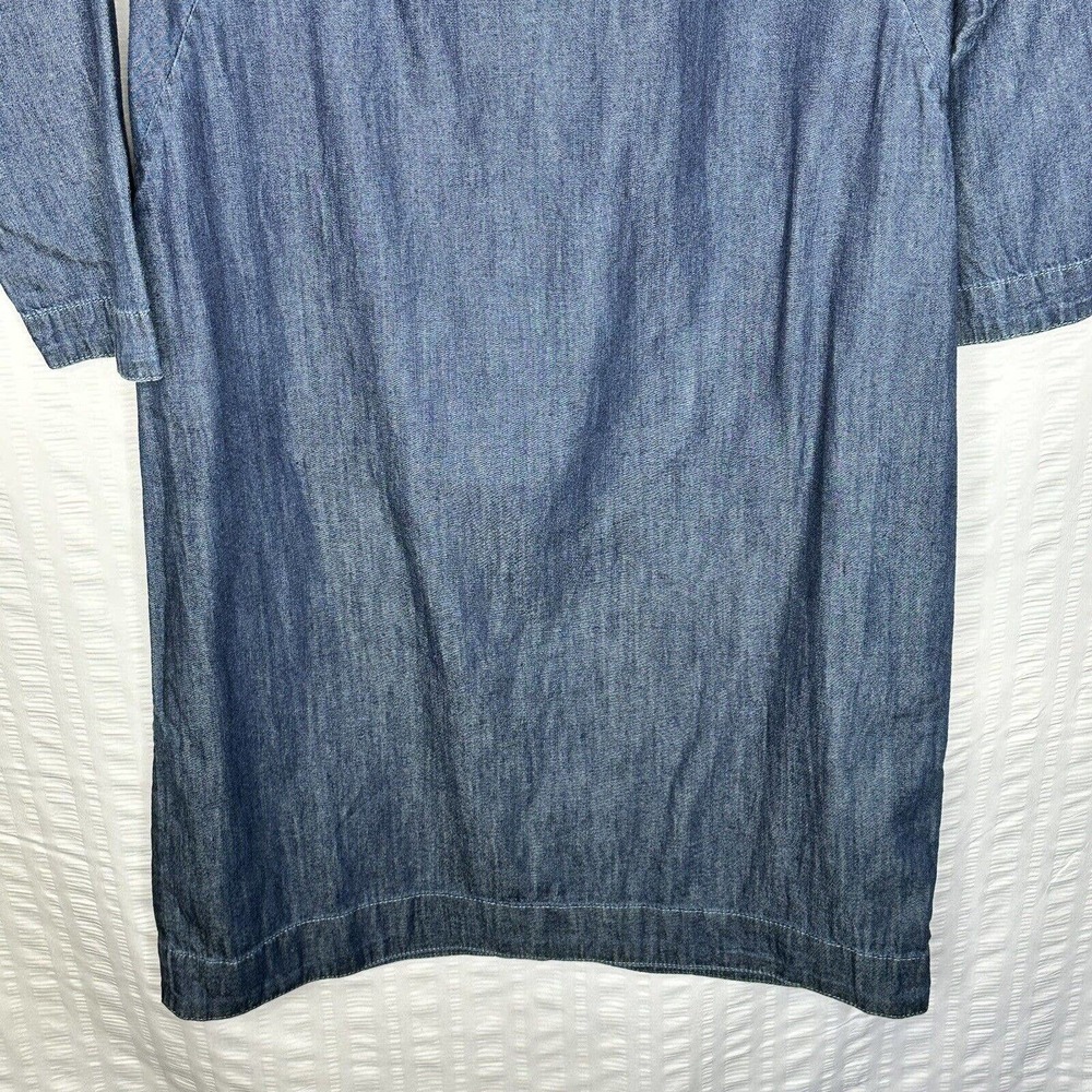 Talbots Dress Womens 6 Blue Chambray 3/4 Sleeve Square Neck Above Knee Casual - Picture 3 of 11